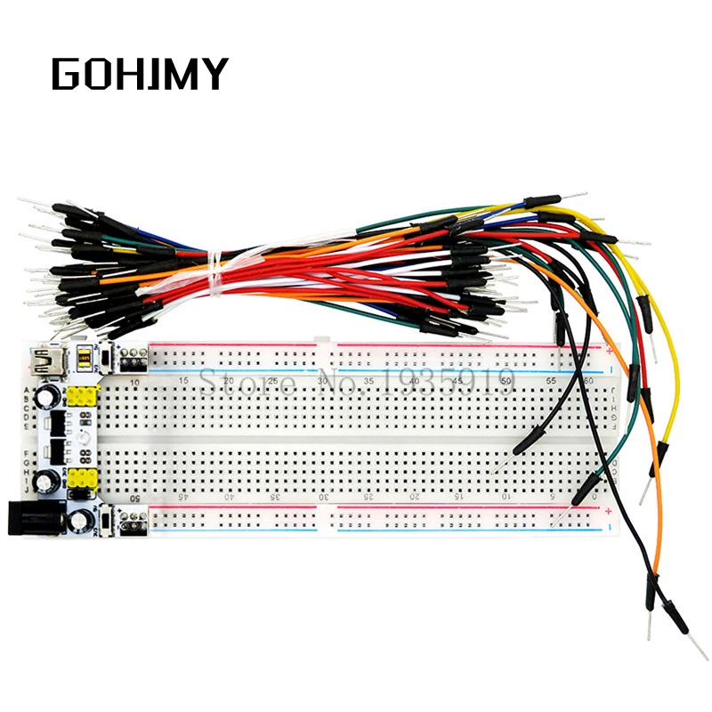 GOHJMY-MB102 Prototype Bread Board para Arduino Kit, Power Module, 65 Jumper Wires, 830 Pontos, 3.3V, 5V, Atacado