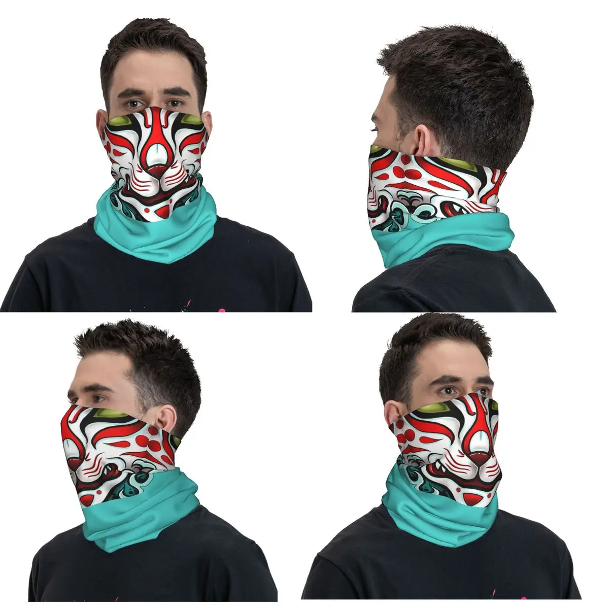 Kitsune Face Bandana Neck Cover Printed Mask Scarf Warm Cycling Scarf Cycling For Men Women Adult Breathable