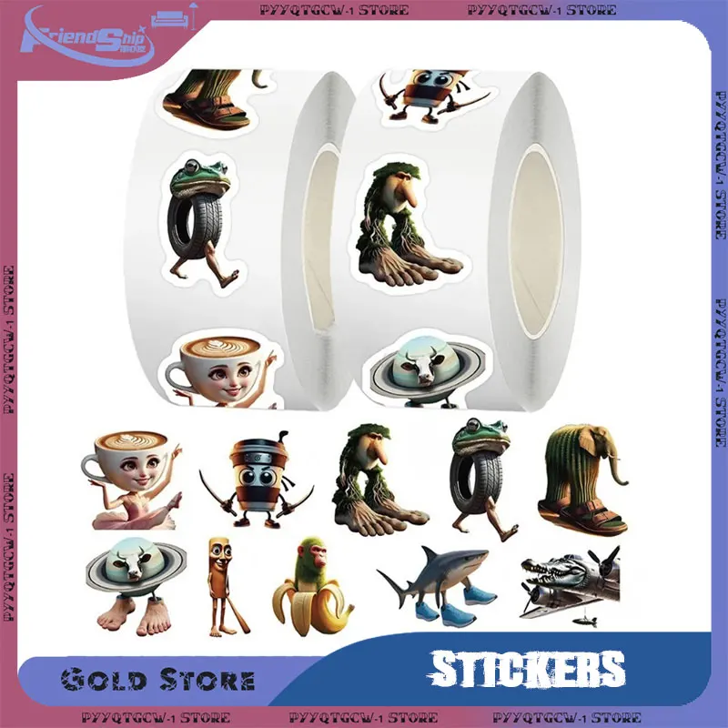 

500PCS Brainrot Meme Stickers Cartoon Self Adhesive Labels Wall Sticker Decorative Seal Tape Roll DIY Decorative Decals Toy Gift