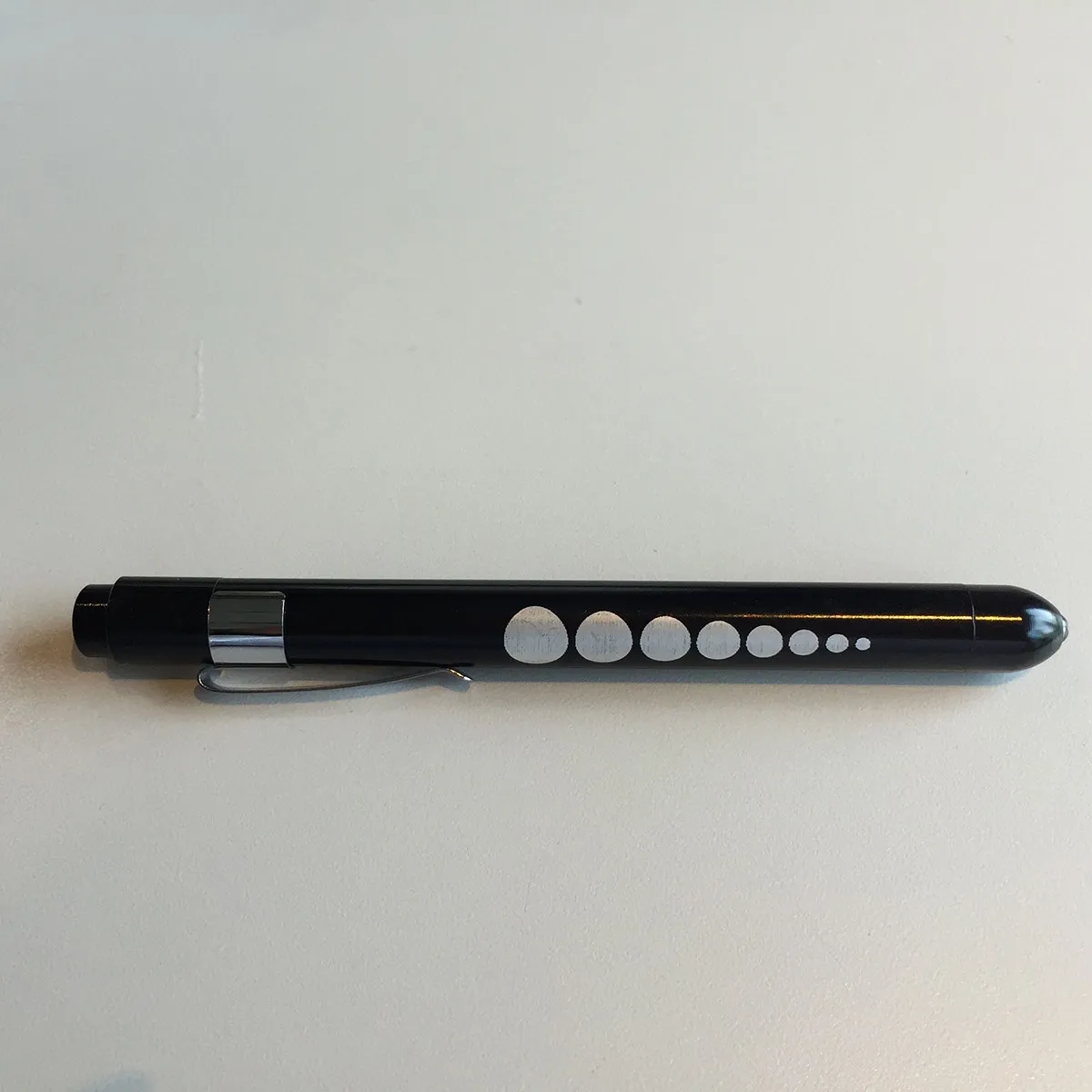 2Pcs Nurse Black White with Pupil Gauge Pocket Clip LED Light for Exams Pen Light