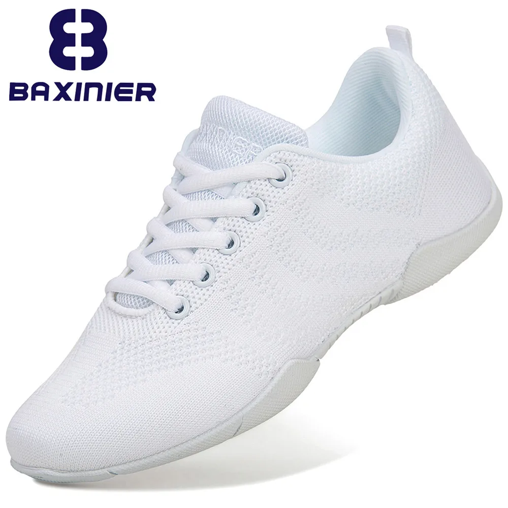 BAXINIER Girls White Cheer Dance Sneakers Kids Lightweight Cheerleading Training Walking Tennis Womens Fashion Sports Shoes