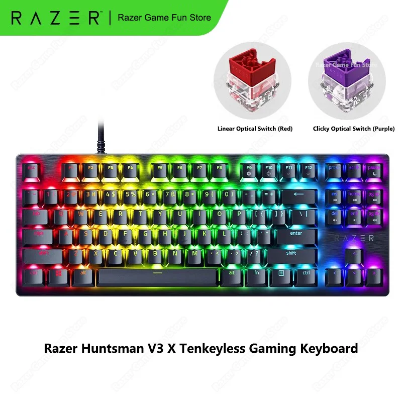 Razer Huntsman V3 X Tenkeyless Optical Esports Gaming Keyboard - 87keys Form Factor Doubleshot ABS Keycaps- BOX Optical Switches