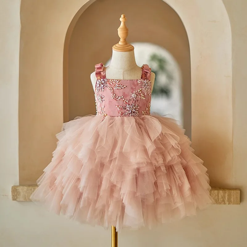 Children High End Piano Performance Princess Ball Gown Girls Fashion Birthday Wedding Party Dress g246