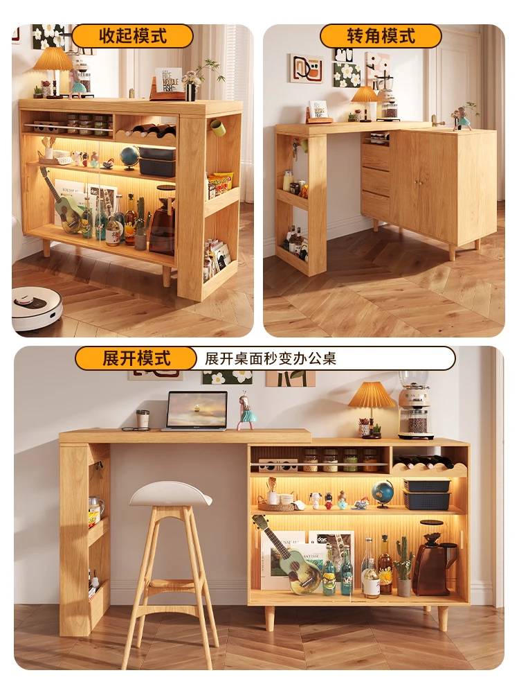 Desk, wine cabinet, small apartment, multifunctional corner storage tea cabinet in living room