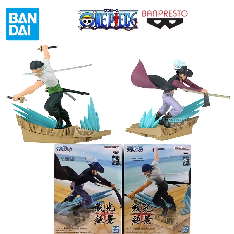 BANDAI Genuine One Piece SENKOUZEKKEI RORONOA ZORO DRACULE.MIHAWK Anime Action Figures Toys For Boys Girls Gift Model Ornaments