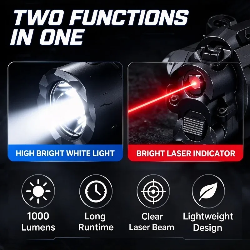 X400U 2-in-1 High Bright Laser Flashlight 20mm Rail for Outdoor Hunting Airsoft CS Matches