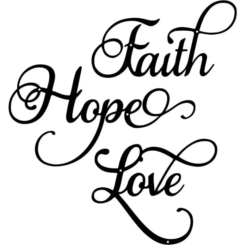 Rustproof Black Faith Hope Love Metal Wall Decor 3 Piece Vintage Art Ideal Religious Gift For Women Family Friends