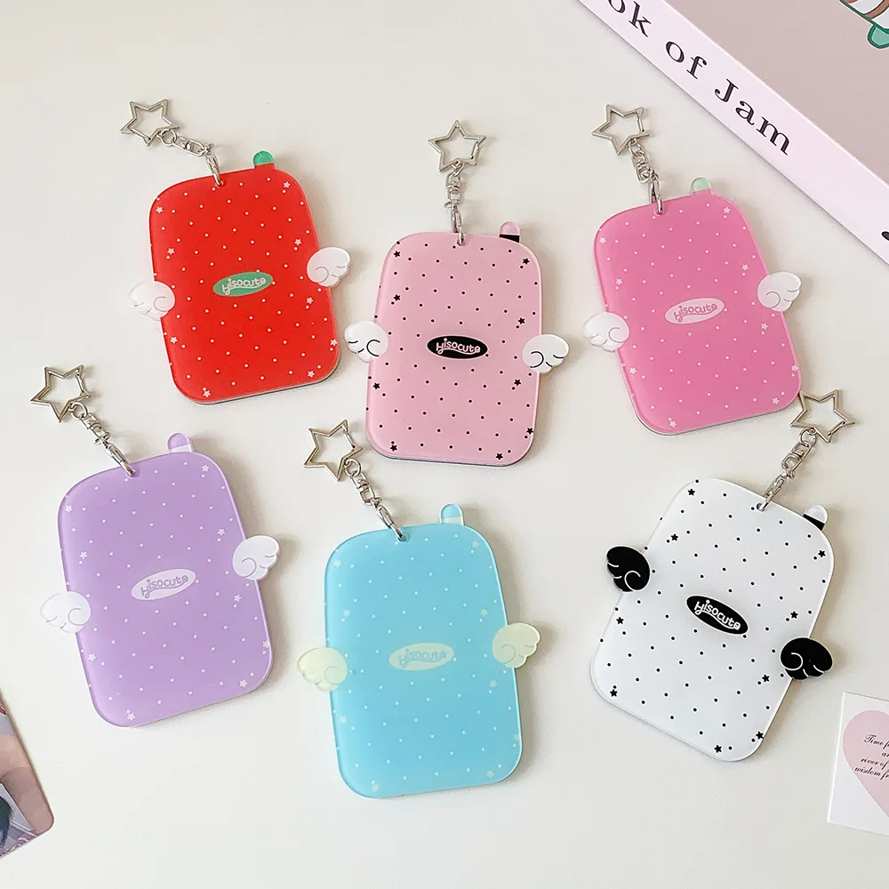 

Акриловый мини-держатель для карточек, 3-дюймовый футляр для хранения и демонстрации фотокарточек, мини-протектор для карт с металлическим брелоком-звездой, подарок для девочек