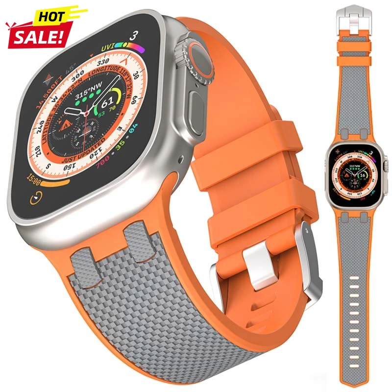 Carbon Fiber Strap for Apple Watch Ultra3 49mm Silicone Band 45 44 42mm Men Sport Bracelet For Watch Series 11 10 9 8 7 6 4 5 SE