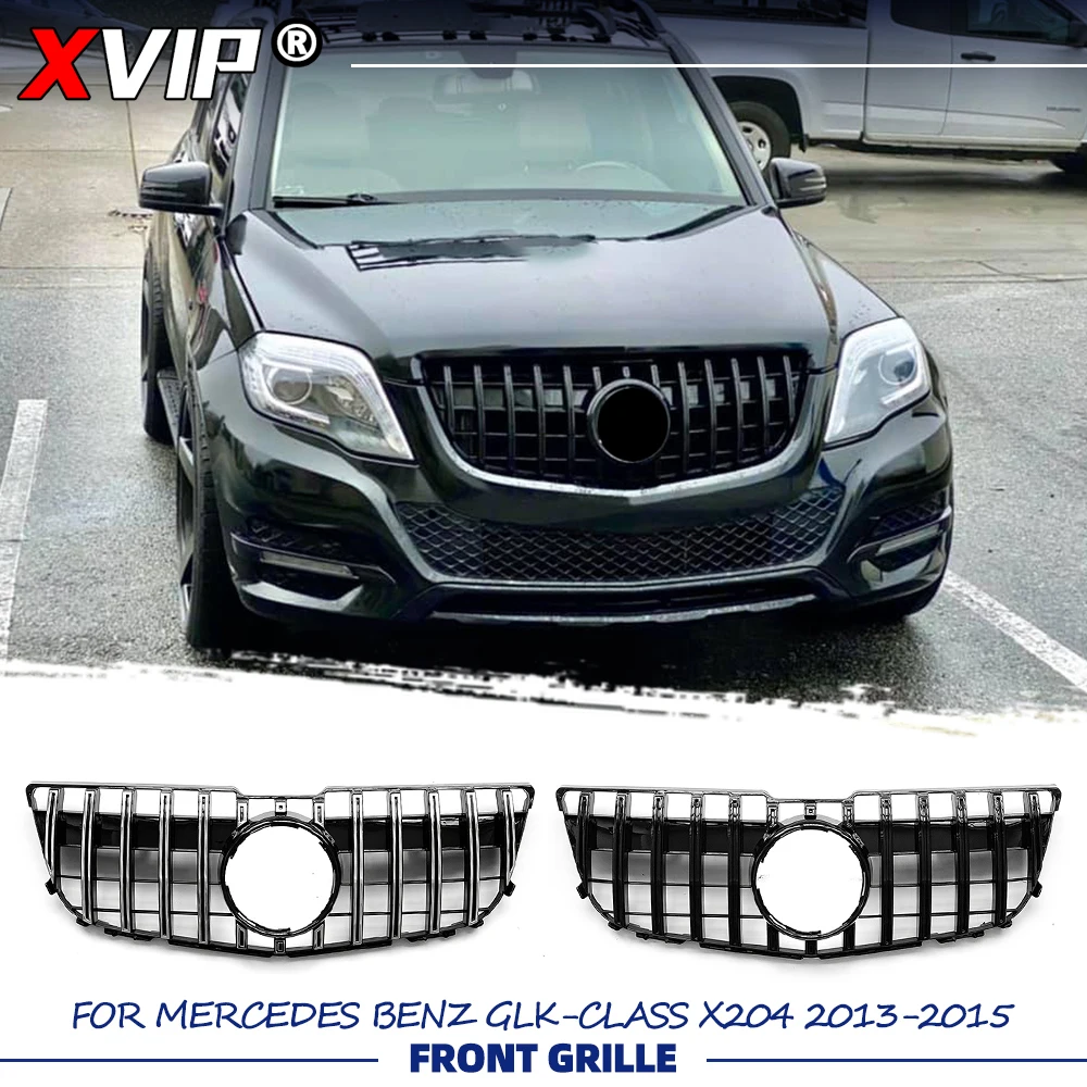 

Глянцевая черная решетка радиатора XVIP в стиле GTR, серебристая передняя решетка бампера для Mercedes-Benz GLK-Class X204 13-15 GLK250 GLK300 GLK350