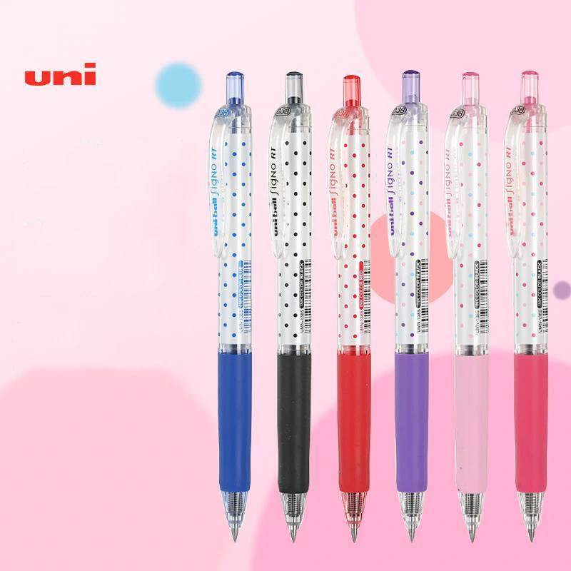 1pc Japan UNI gel pen UMN-138s polka dot limited color press water pen large capacity interchangeable core signature pen 0.38mm