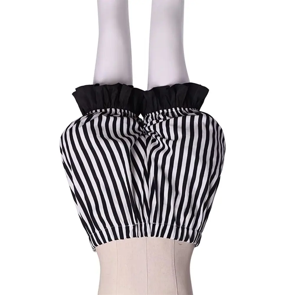 

Novelty Unique Black White Striped Bloomers Women Medieval Gothic Court Costume Shorts Theme Evening Party Sleeping Pants