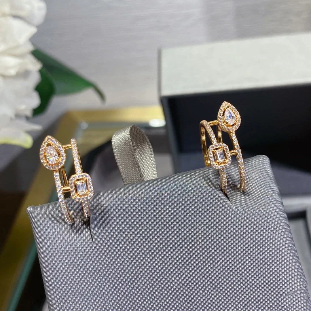 CY 925 Sterling Silver Luxury Jewelry Classic Water Drop Square Women's Diamond Earrings