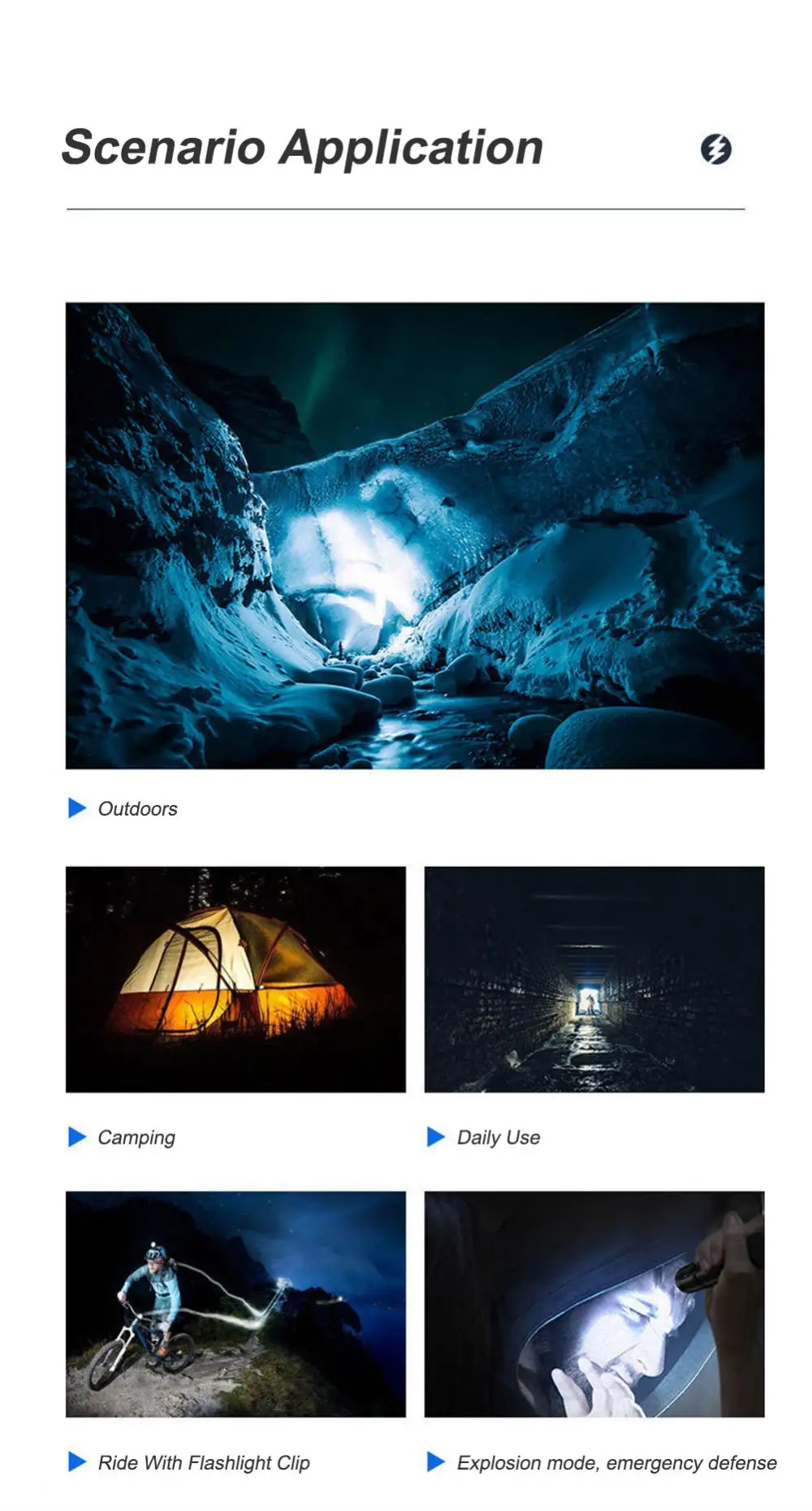 Mini Torch LED Rechargeable Flashlight Adjustable Penlight Waterproof Led Light Portable USB Charging Flashlight Camping Water