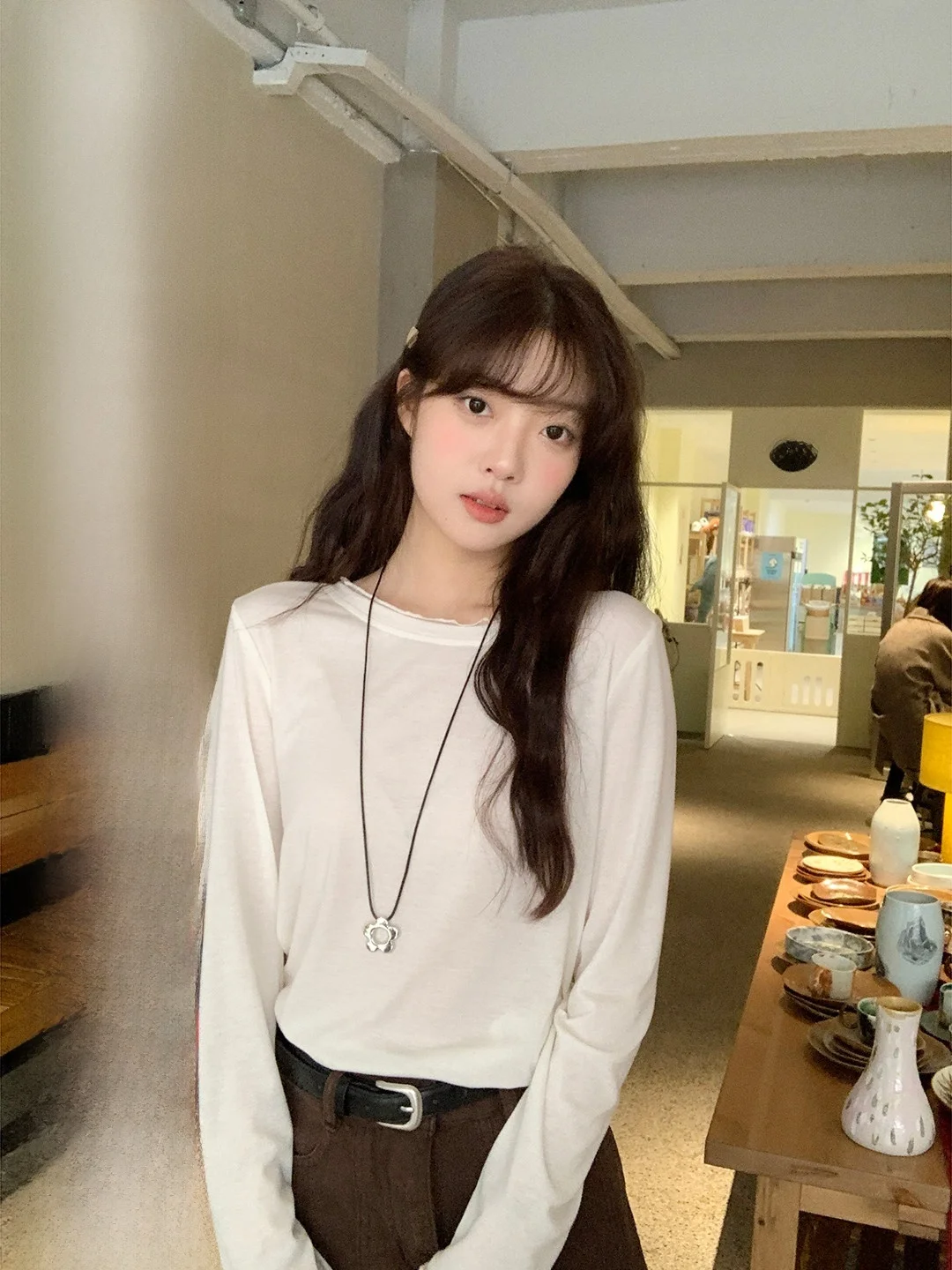 

Женская винтажная футболка с длинным рукавом в горошек, универсальный дизайн, дышащая, комфортная, приятная к телу, для ношения под одеждой.