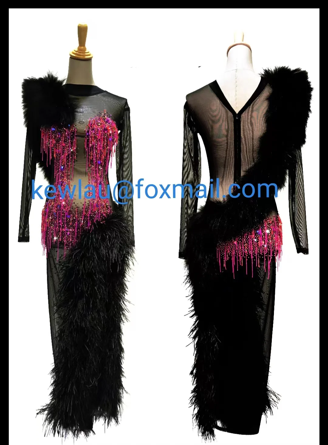 

WHYNOT DANCE New Black Feather Customized Latin Dance Competition Dress For Girls or Women Fast Free Shipping