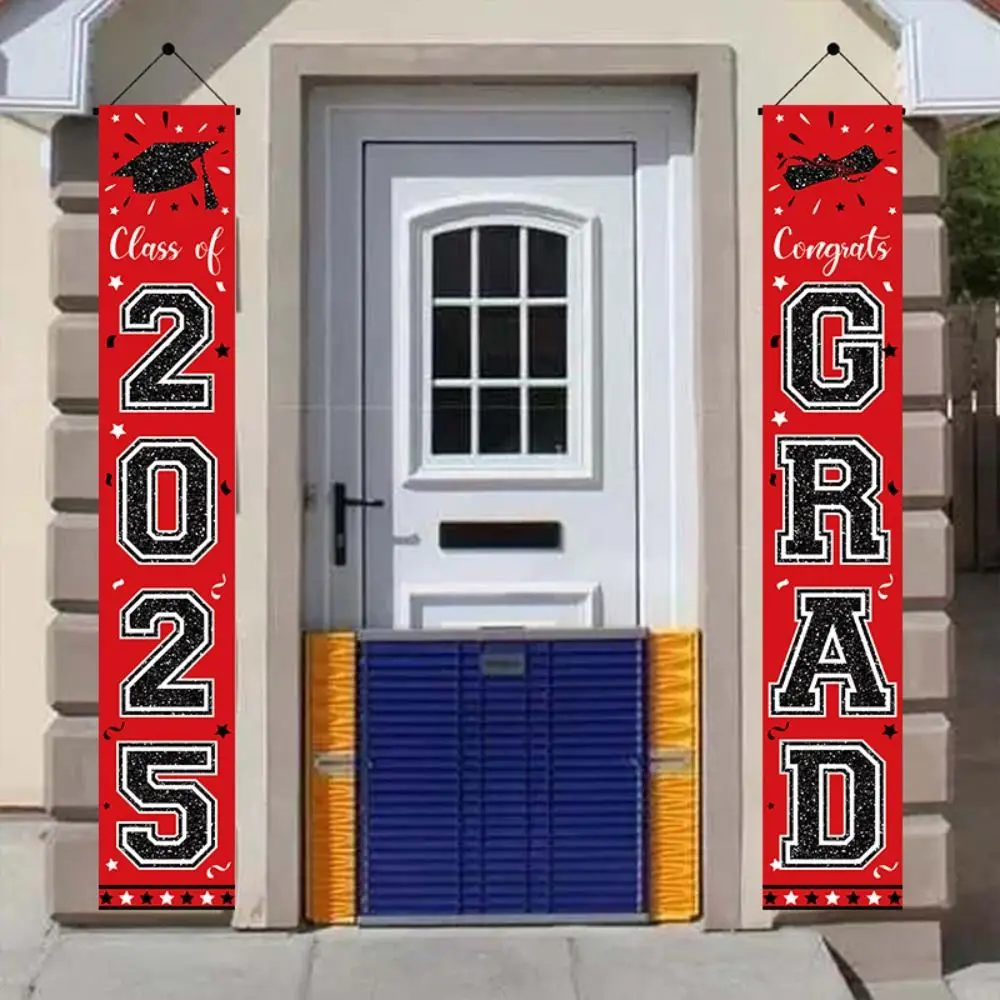 

Red Graduation Porch Sign Banner Class of 2025 Celebrate Graduation Photography Backdrop Congrats Grad Polyester