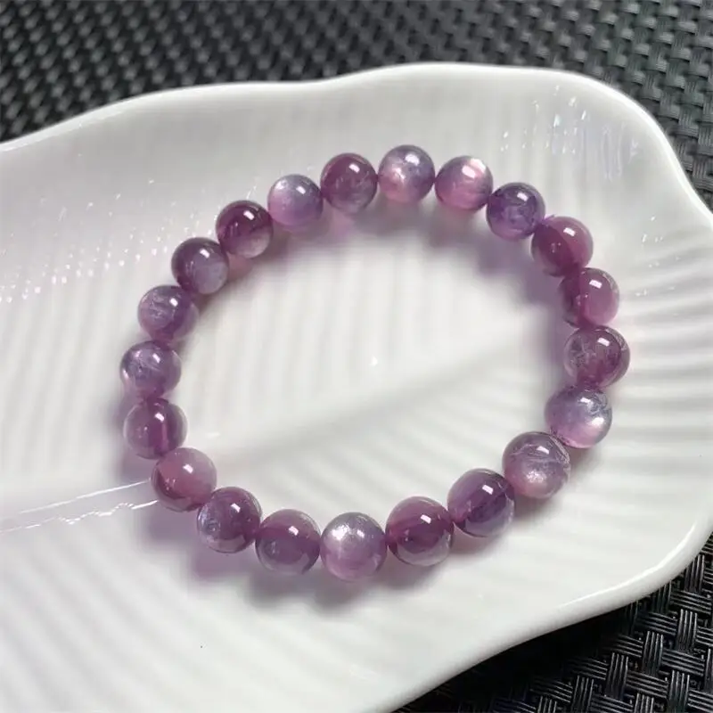 9MM Natural Purple Lepidolite Bracelet Smooth Round Gem Stone Beads For Jewelry Making Design women Gift 1PCS