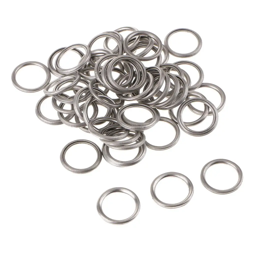 Engine Oil Drain Gaskets M14 Stainless Iron Crush Washers 50 Pieces Universal Fit Tight Seal for Car Oil Change