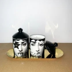 Human Face Ceramic Storage Jar Cotton Swab Box Jewelry Storage Jar Vintage Art Decorate Scented Candle Cup Home Decorations