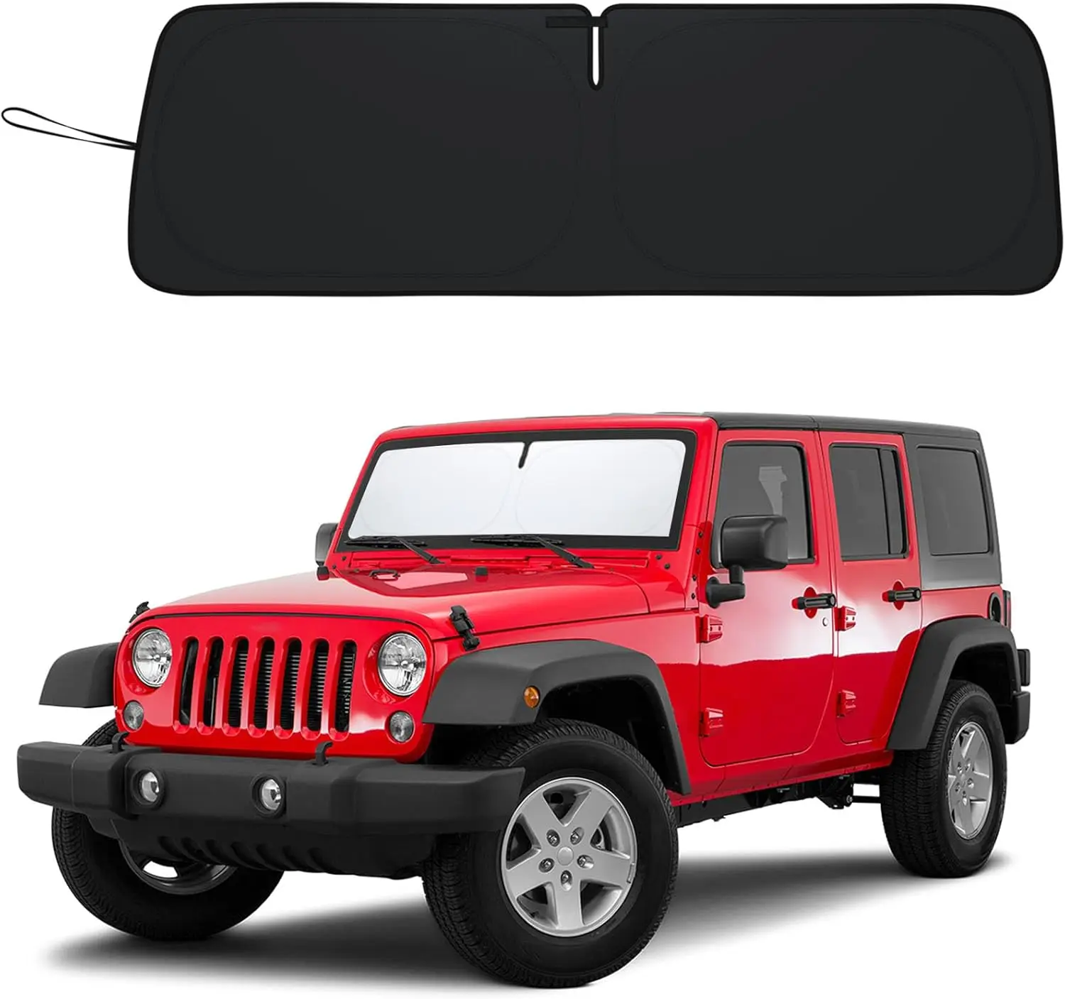 

Foldable Sun Shade for Jeep Wrangler JK 2007-2018, UV Protection Heat Shield, Custom Fit 2/4 Door Models