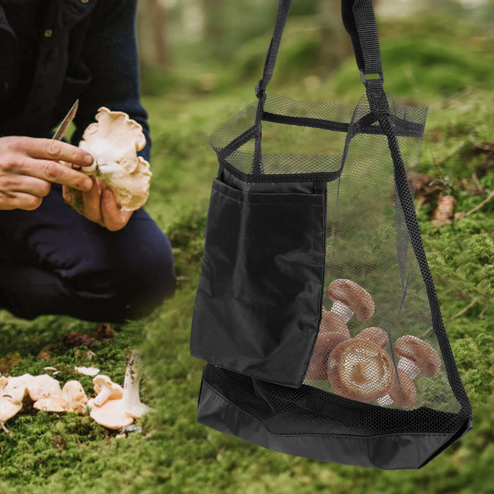 

Picking Bag Mesh Cloth Outdoor Crossbody Reusable Garden Shoulder Lightweight Portable Multi-Function Tool Bag Jungle