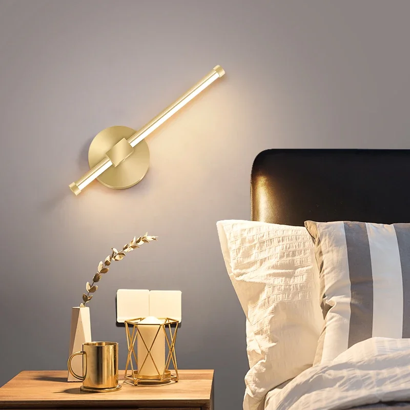 

Nordic Wall Lamp Bedroom Bedside Lights Simple Bathroom Mirror Lamps Modern LED Sconce Personality LED Strip Lighting Fixtures