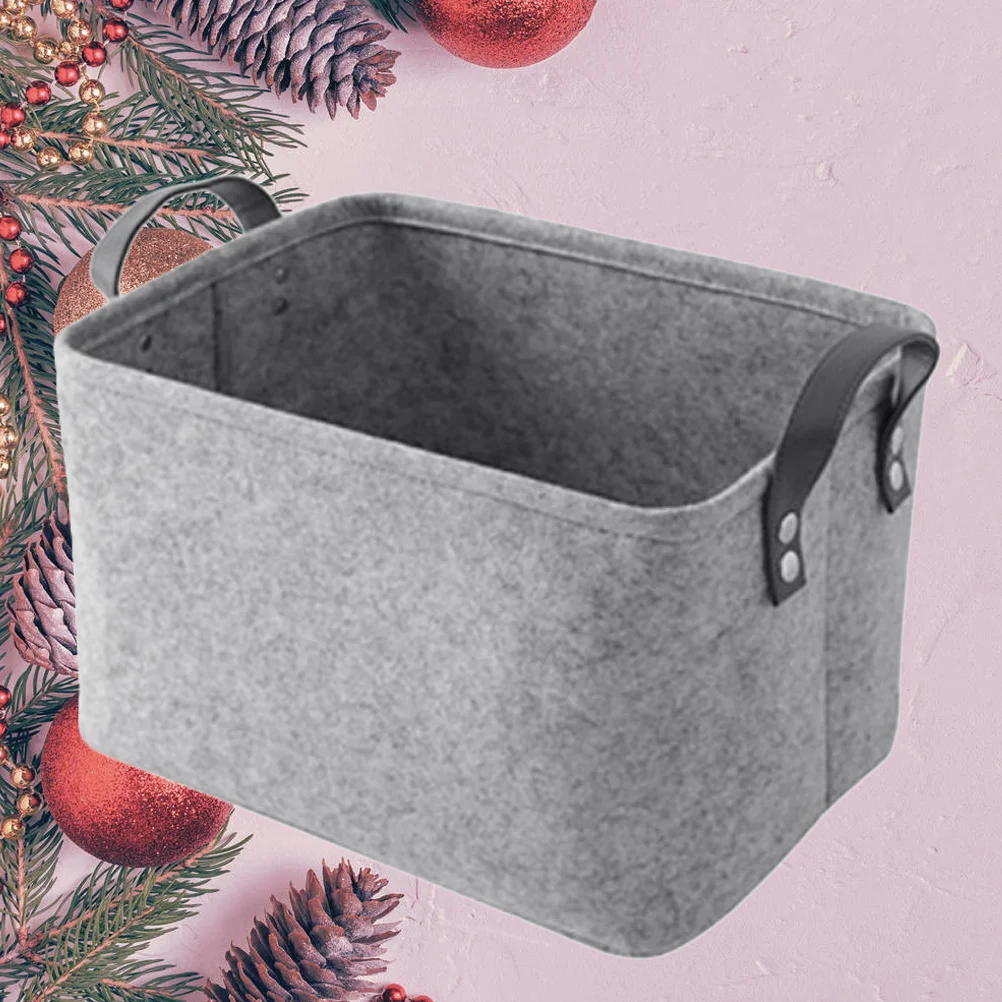 

1Pcs Storage Basket Felt Nonwoven Portable Sundries Organizer Desktop Container Kitchen Bathroom Living Room Use Light Grey