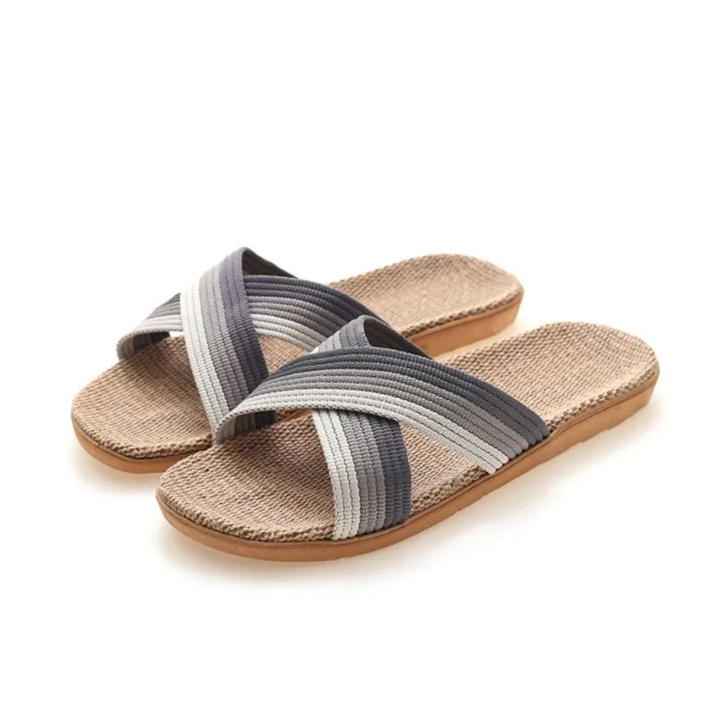 

Мужские льняные тапочки, летние домашние нескользящие льняные тапочки, крутые мужские тапочки