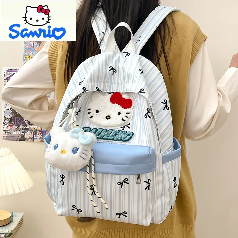 Sanrio High Quality Nylon Large Capacity Backpack Student Cartoon Hello Kitty Anime Cute Lightweight Weight Reducing Backpack