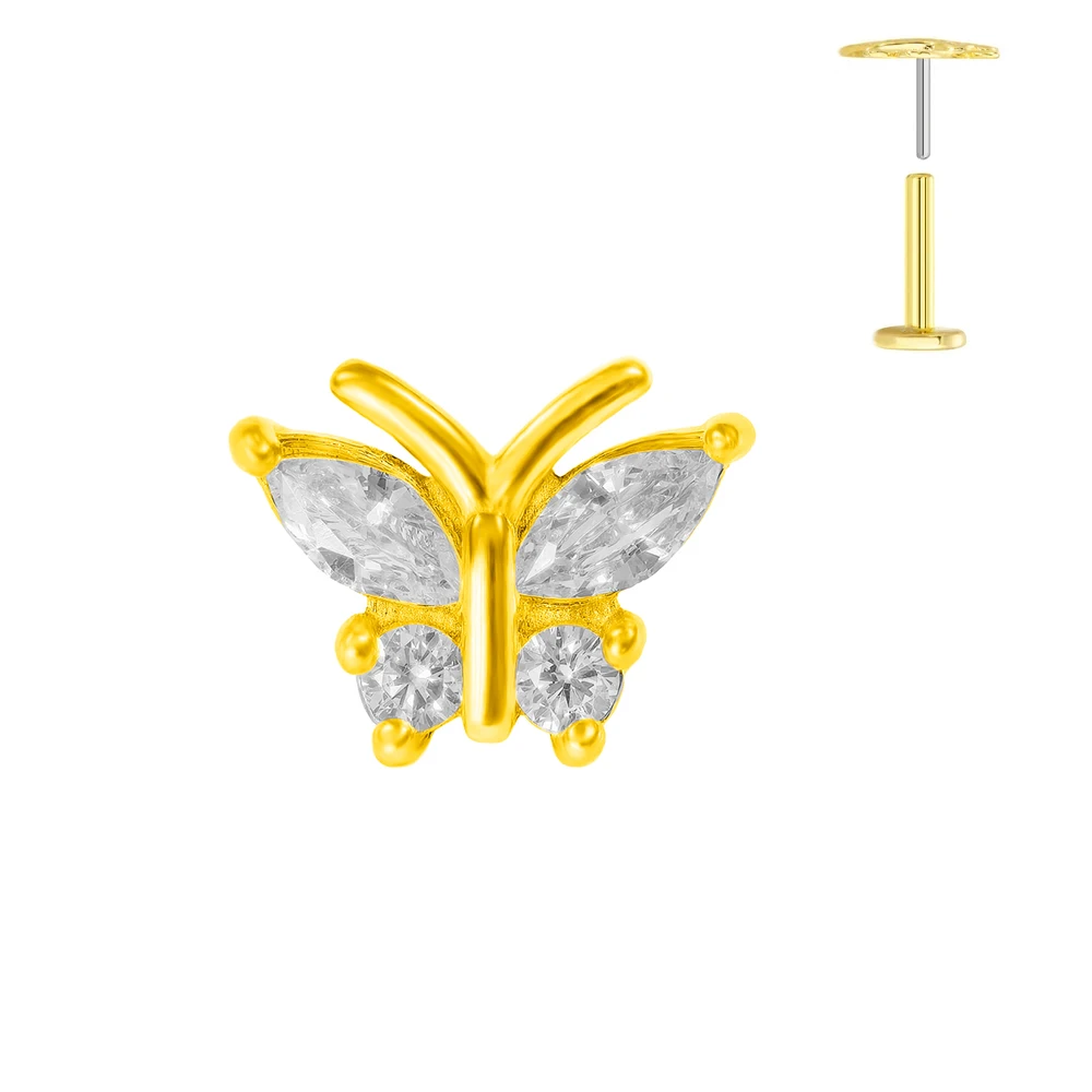 Peacock Dragonfly Titanium Earring Stud, Body Jewelry