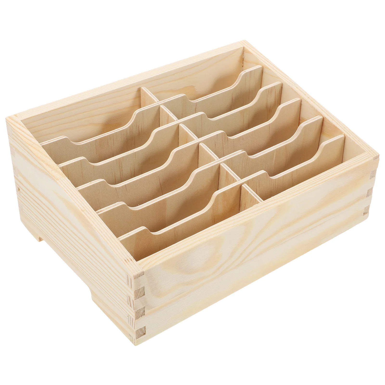 

Wooden 12 Compartments Mobile Phone Storage Box Protection Desktop Organizer Cell Phone Rack Spacesaving Design