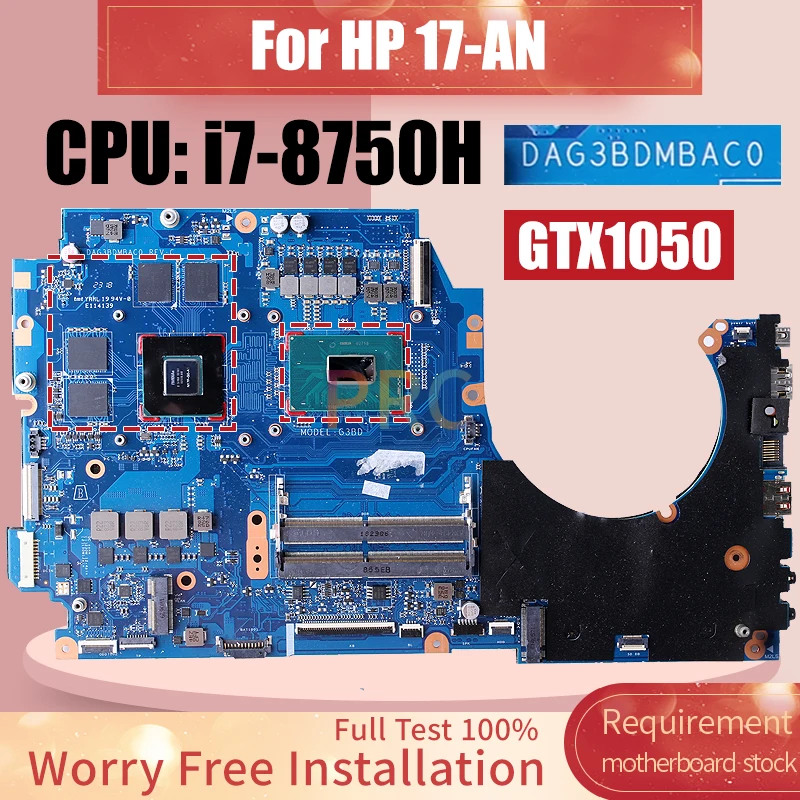 Imagem -02 - Placa-mãe Portátil para hp 17-an Dag3bdmbac0 Sr3yy I78750h Gtx1050 N17p-g0-a1 Notebook Mainboard