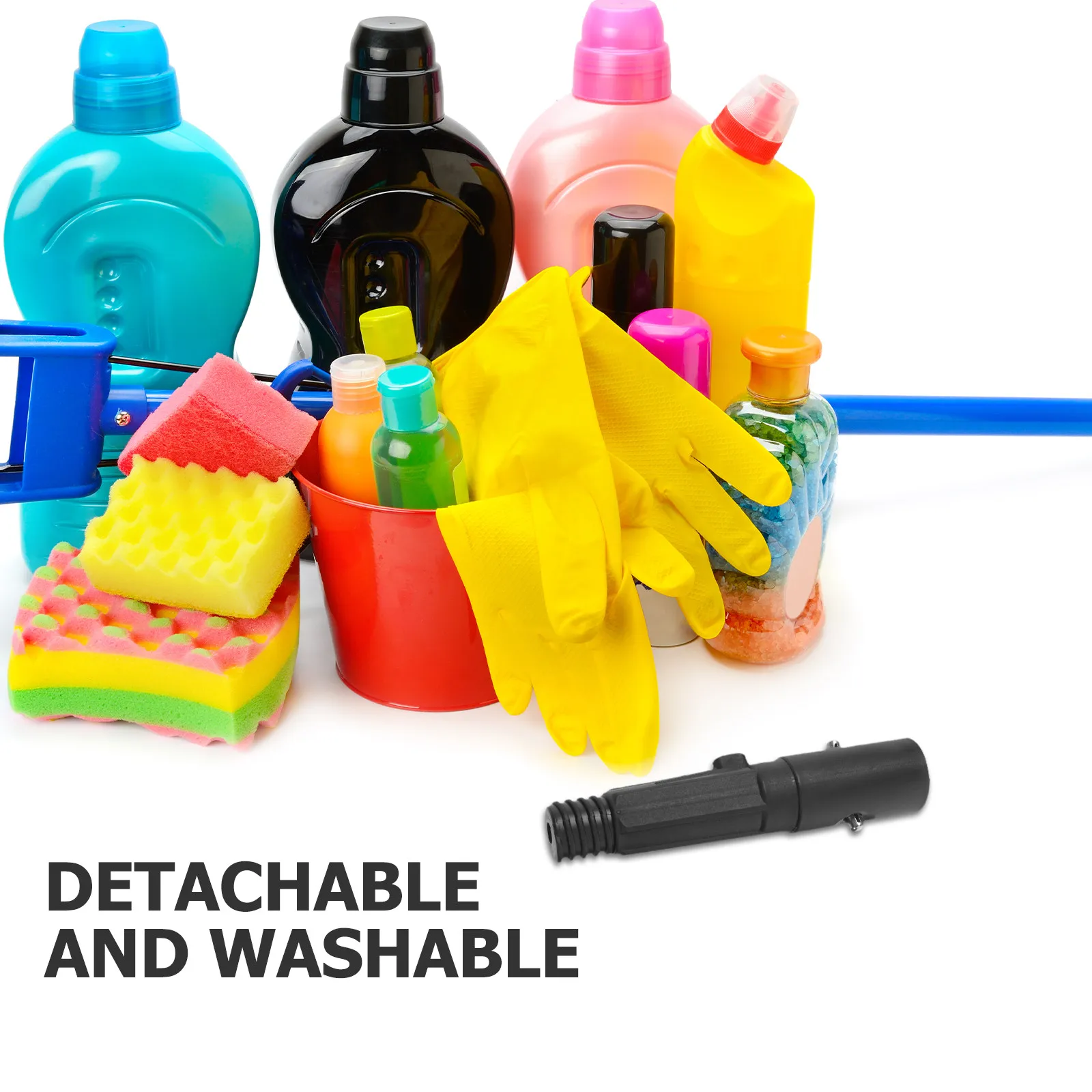 4Pcs Telescopic Mop Pole Adapter Threaded Tip Plastic Cone Spring Clip Replacement for 0.9 Inch Mop Handle Repair Cleaning