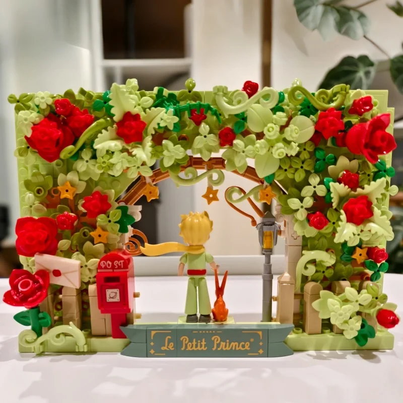 Mały Książę i Róża Abysy Lustrzane Klocki do Składania Ramki na Zdjęcia Zabawki na Biurko Ozdoby Prezenty Urodzinowe