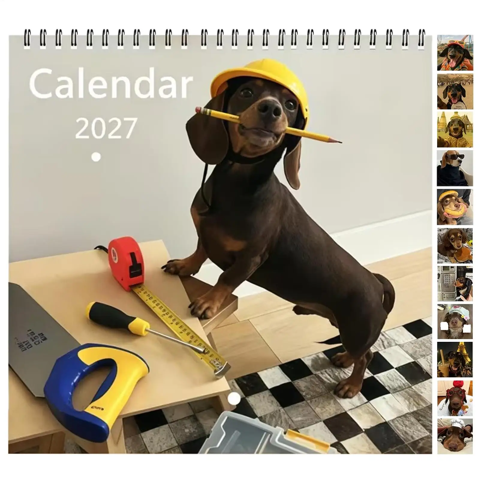 2027 Wall Calendar Large Grid Funny Dog 12-Month Planner Cute Animal Wall Hanging Calendar for Home School Office Kids Students