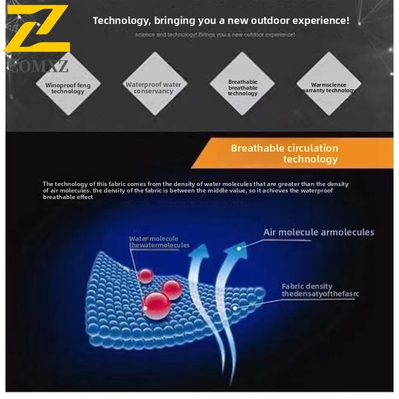 Men's Winter Thermal Jacket Fleece Lined Waterproof Windproof Mountaineering Parka Thickened Outdoor Coat with Graphene Heating