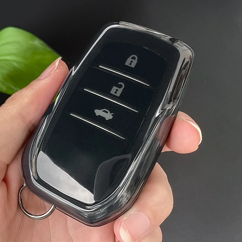 Transparent Tpu  Remote Key Case Fob Shell Cover Skin Holder for Toyota Fortuner Rav4 Highlander Land Cruiser Mark X 2015-2019