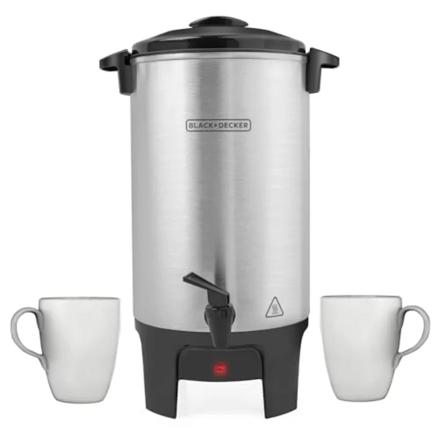 

40 Cup Coffee Urn Fast Brewing Aluminum Keep Warm Function Heat Resistant Handles Indicator Light