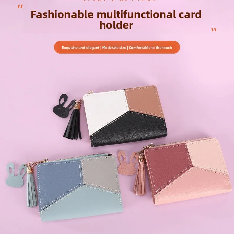 محفظة نسائية قصيرة الراقية محفظة الموضة خياطة التباين اللون طالب السيدات حامل البطاقة محفظة نسائية للعملات المعدنية المحفظة