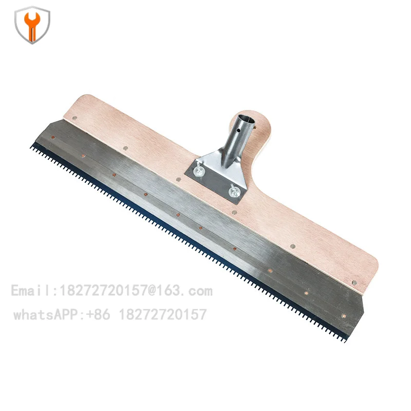 Self-Leveling Cement Squeegee - Epoxy Cement Mortar Construction Tool, Wooden Rake & Notched Self-Leveling Rake
