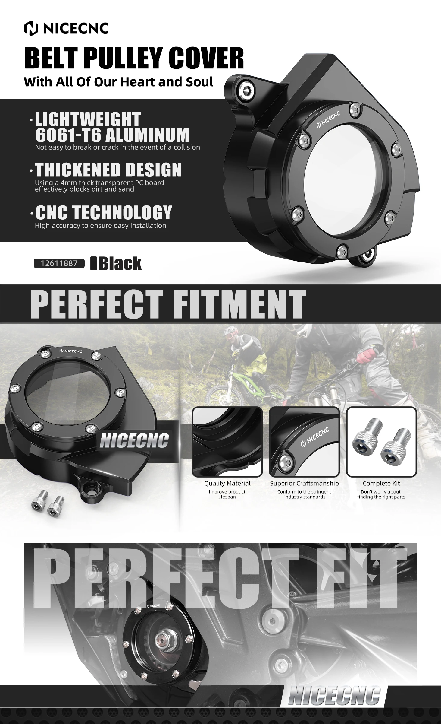 NICECNC für Surron Light Bee X Sur-ron Light Bee S L1E Transparente Motorriemenscheibenabdeckung & Motorchassis-Schutz für Segway X160 X260 – Detail 1
