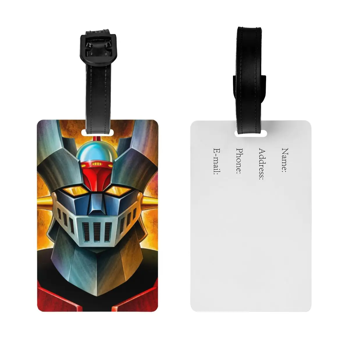 Custom UFO Robot Mazinger Z Luggage Tag Privacy Protection Anime Manga Baggage Tags Travel Bag Labels Suitcase