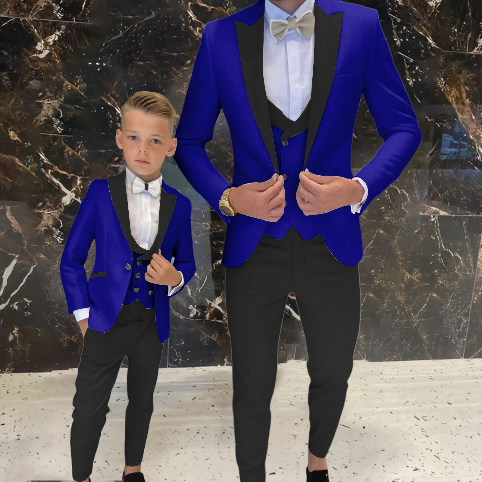 Wedding Suit for Men Slim Fit Peaked Lapel Solid Tuxedo Blazer and Pant and Double Breasted Vest Vestido De Novia Costume Homme
