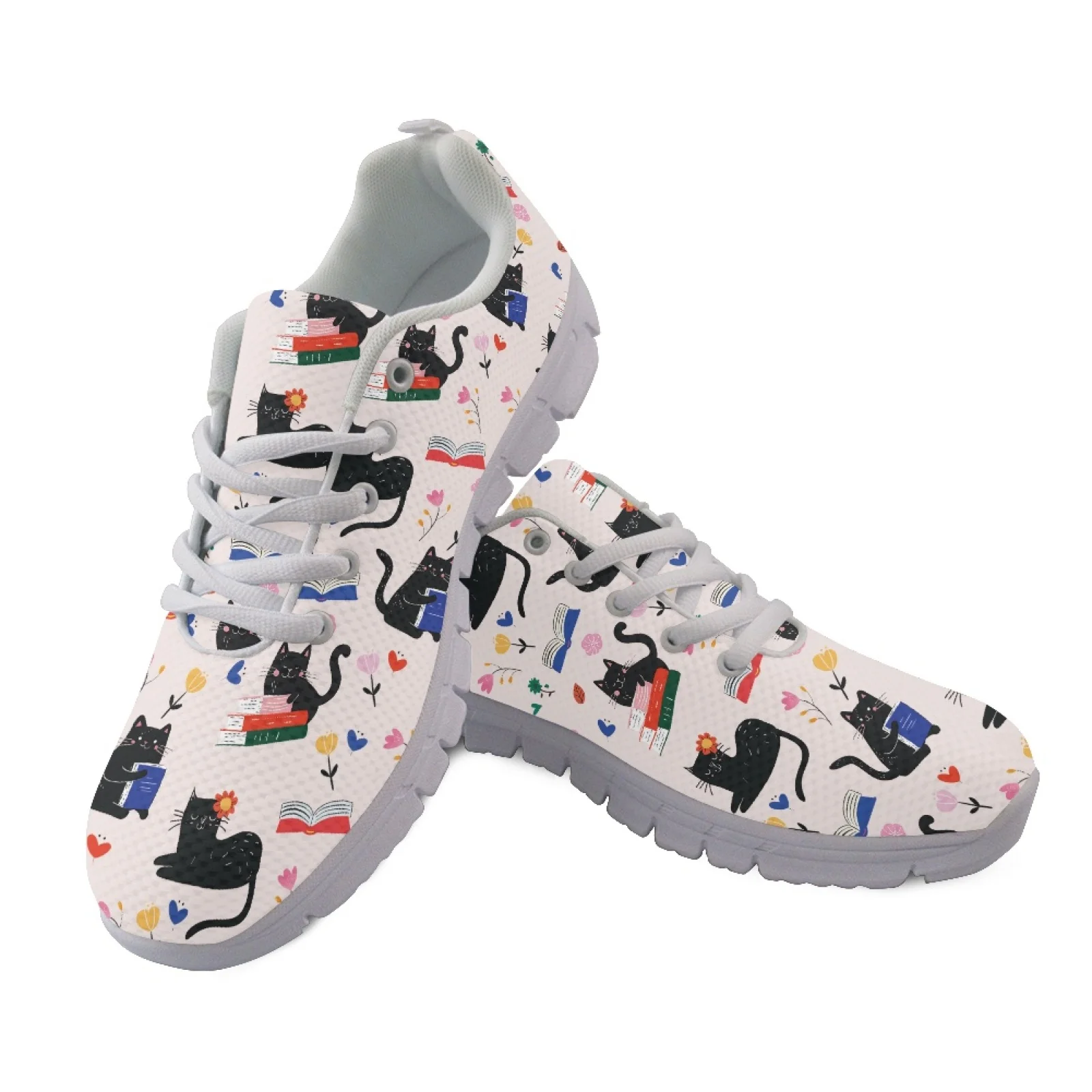 Coloranimal Casual Comfortable Athletic Sport Footwear for Men Mens Athletic Trainers for Walking Black Cat Books