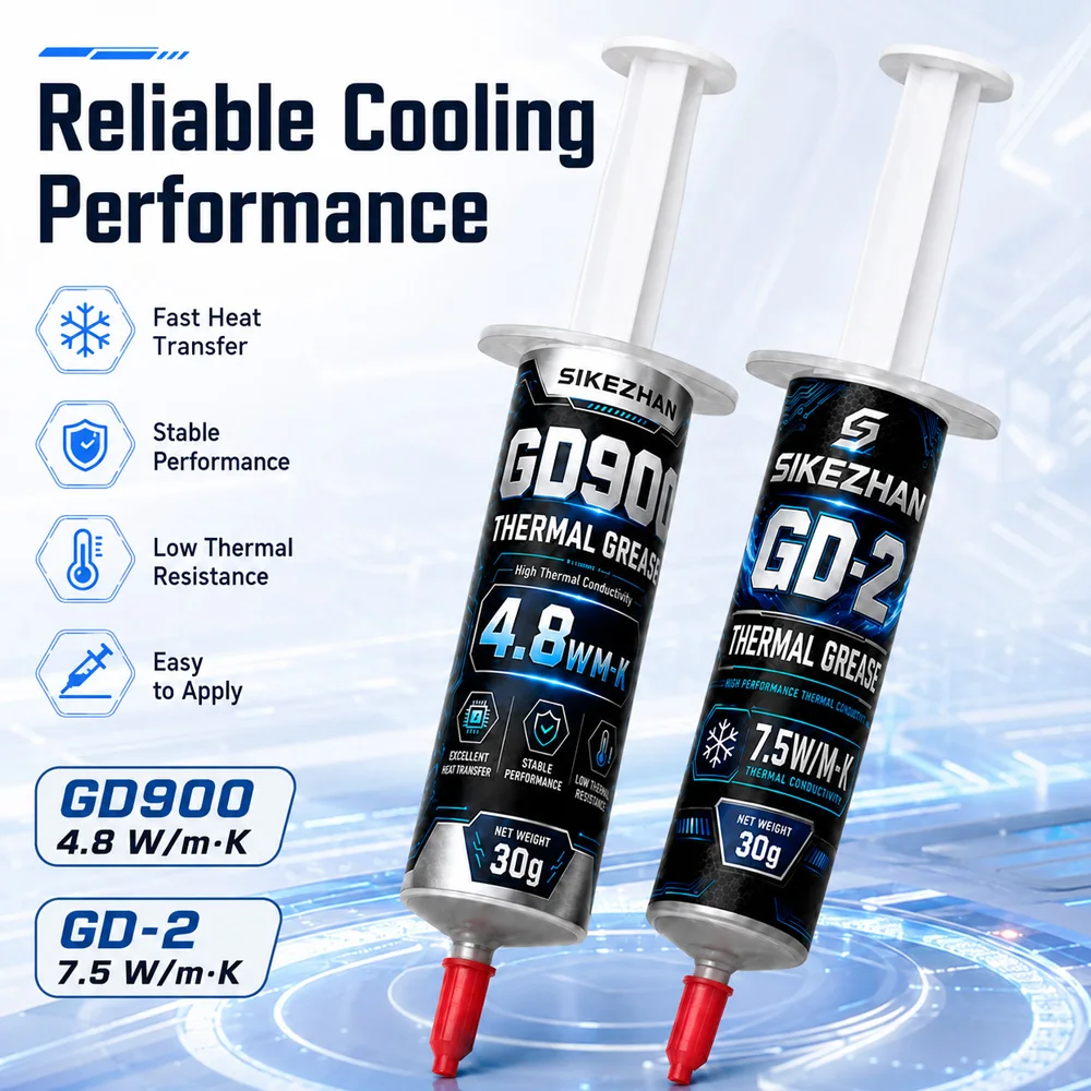 SIKEZHAN 2Pcs GD900 GD-2 Thermal Paste 30g Silicone Grease Cooling Compound for CPU GPU LED Heatsink Chip Cooler Accessories