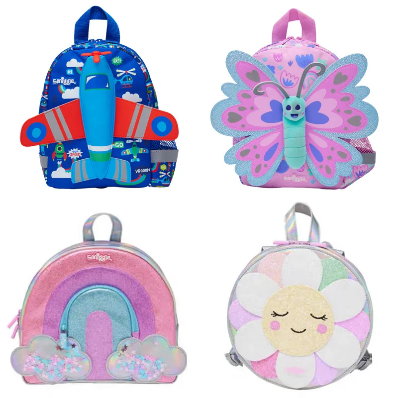 

Australia Smiggle Schoolbag Pupil Cartoon Rainbow Pink Butterfly Children Cute Colorful Small Backpack Student Gift
