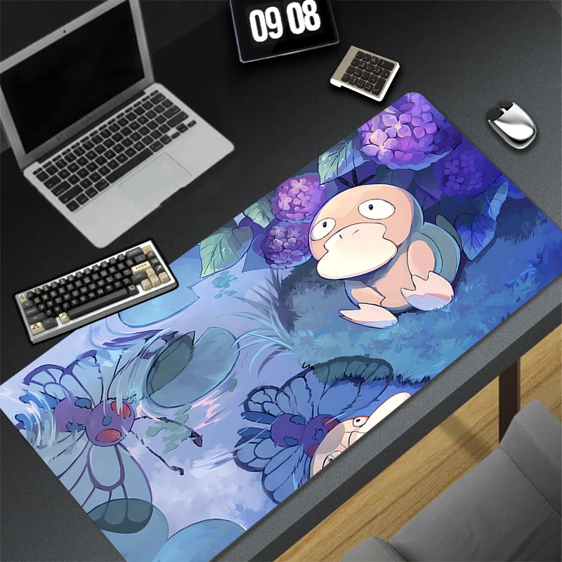 Kawaii Japan Anime Mouse Pad PC Yellow Star Duck Gamer Cabinet Keyboard Rug XXL P-pokemon P-psyduck Mousepad Large Cute Desk Mat