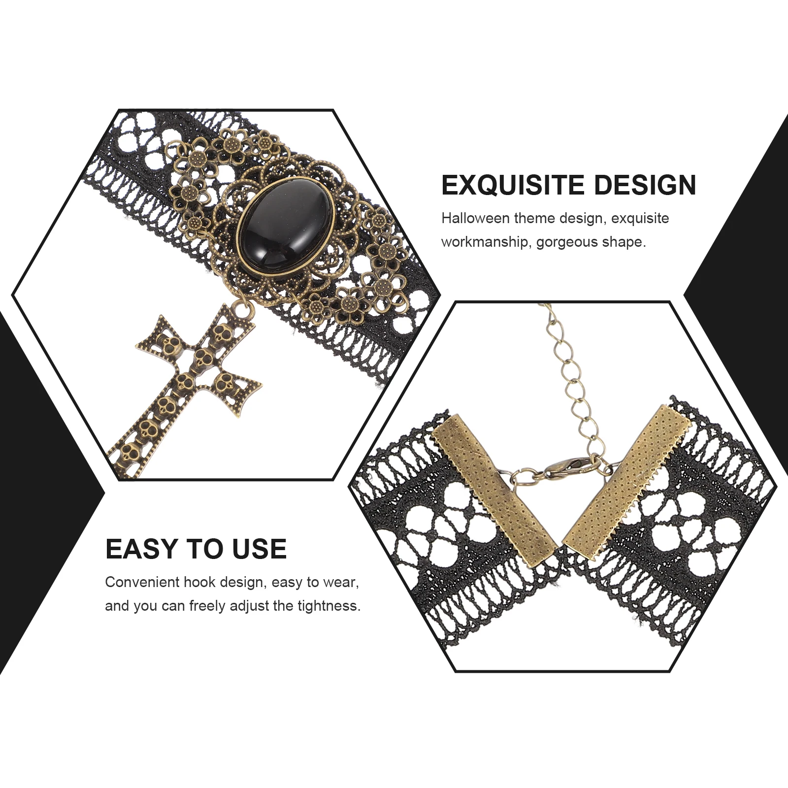 

Cross Necklace Chic Jewelry Unique Halloween Skull Pendant Alloy Chain Decor