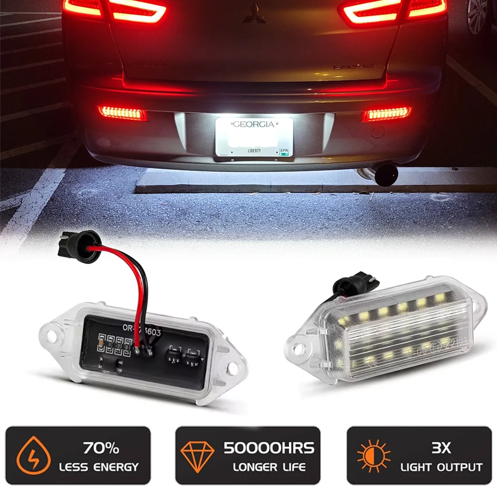 

18SMD LED Backup License Light Plate Tag Number Reflector for Mitsubishi Lancer 2003-2017 Lancer Evolution X 2007-2019 6000K